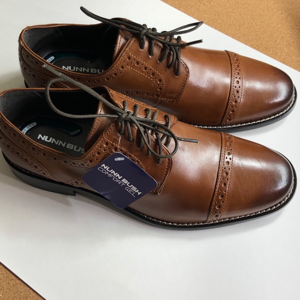 Nunn Bush Men's Shoes Cap Toe Oxford Comfort Gel - Picture 2 of 16